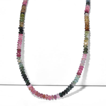 Multi-Tourmaline Necklace (Size - 18-2 Ext) in Rhodium Overlay Sterling Silver 55.00 Ct. 8597496 1