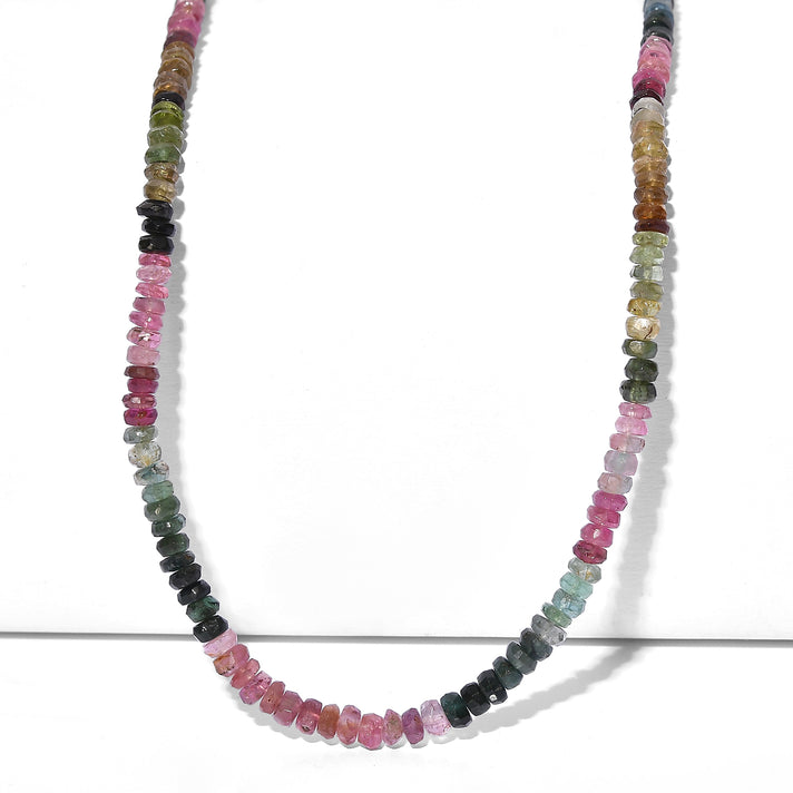 Multi-Tourmaline Necklace (Size - 18-2 Ext) in Rhodium Overlay Sterling Silver 55.00 Ct. 8597496 1