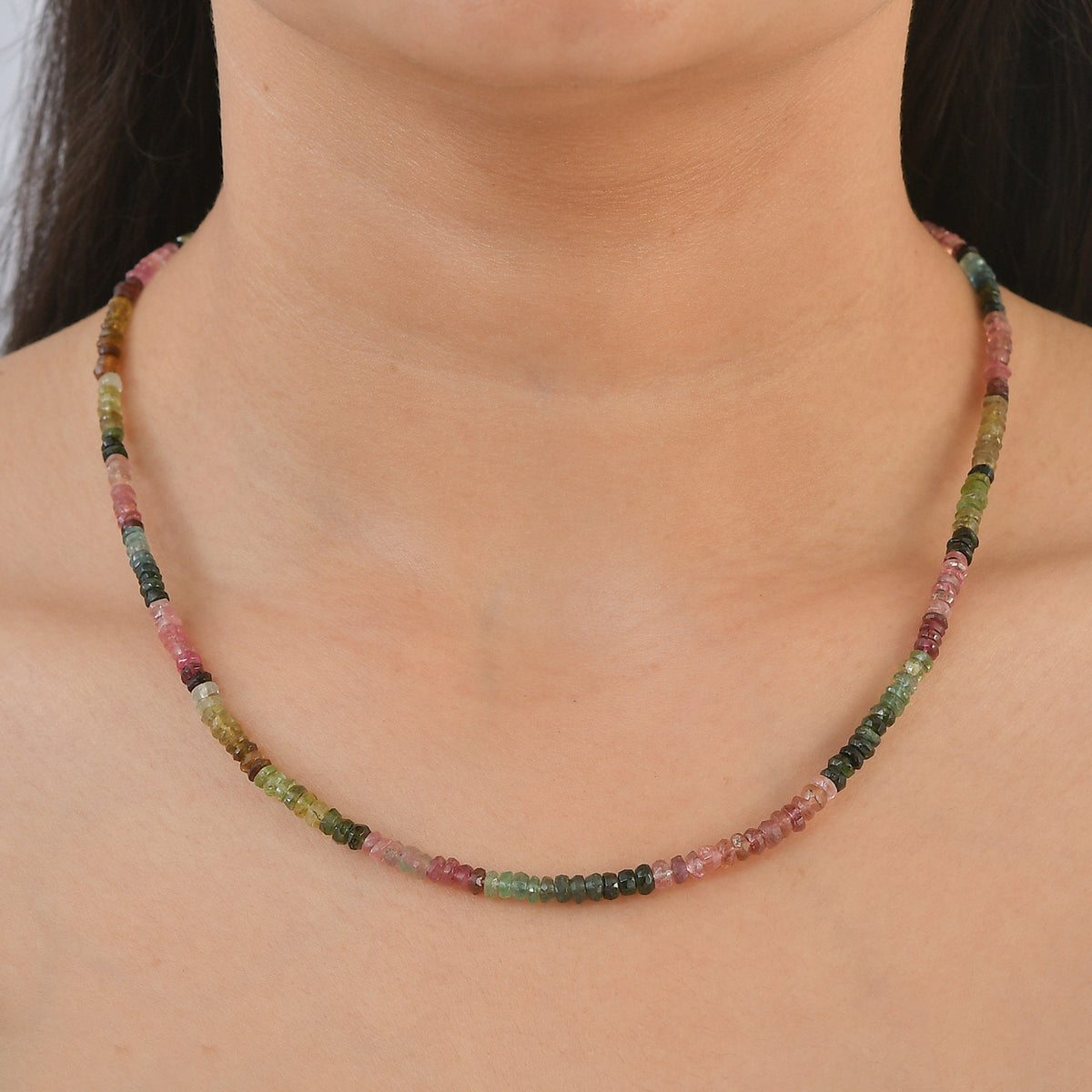 LIVE FROM BRAZIL SPECIAL - Multi-Tourmaline Necklace (Size - 18+2 Ext) in Rhodium Overlay Sterling Silver 55.00 Ct. V32528591 2