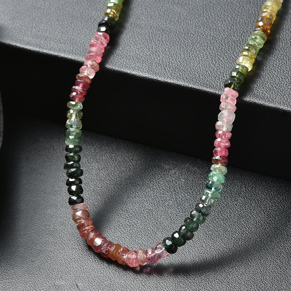 Multi-Tourmaline Necklace (Size - 18+2 Ext) in Rhodium Overlay Sterling Silver 55.00 Ct._8597496_2