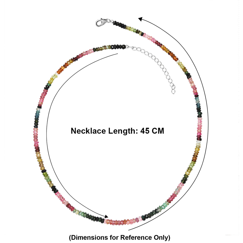 Multi-Tourmaline Necklace (Size - 18+2 Ext) in Rhodium Overlay Sterling Silver 55.00 Ct._8597496_5