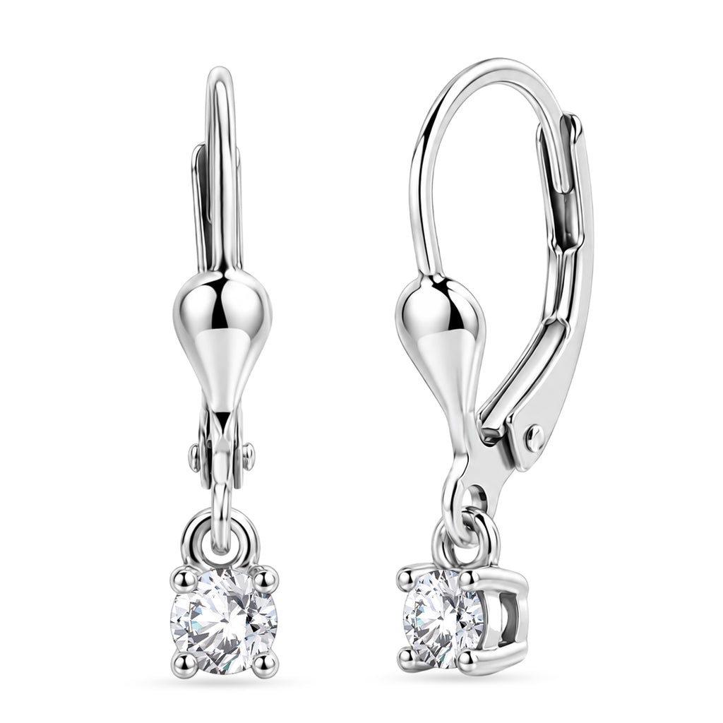 Royal Bali Collection - D'Joy Moissanite Solitaire Lever Back Earring in Rhodium Overlay Sterling Silver_8597521