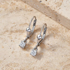 Royal Bali Collection - D'Joy Moissanite Solitaire Lever Back Earring in Rhodium Overlay Sterling Silver_8597521_2