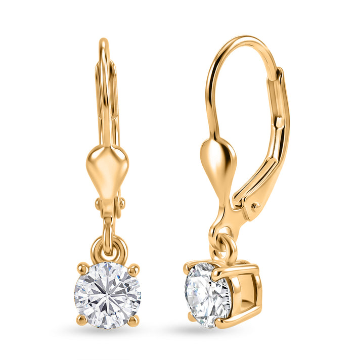 D'Joy Moissanite Solitaire Stud Earring with Lever Back in 18K Vermeil Yellow Gold Plated Sterling Silver 8597523 1