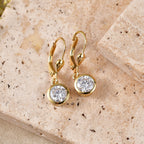 Royal Bali Collection - D'Joy Moissanite Solitaire Lever Back Earring in 18K Vermeil Yellow Gold Plated Sterling Silver_8597530_2
