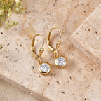 Royal Bali Collection - D'Joy Moissanite Solitaire Lever Back Earring in 18K Vermeil Yellow Gold Plated Sterling Silver 2.00 Ct._8597532_2