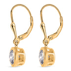 Royal Bali Collection - D'Joy Moissanite Solitaire Lever Back Earring in 18K Vermeil Yellow Gold Plated Sterling Silver 2.00 Ct._8597532_4