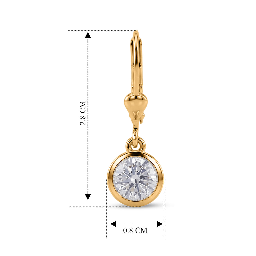 Royal Bali Collection - D'Joy Moissanite Solitaire Lever Back Earring in 18K Vermeil Yellow Gold Plated Sterling Silver 2.00 Ct._8597532_6