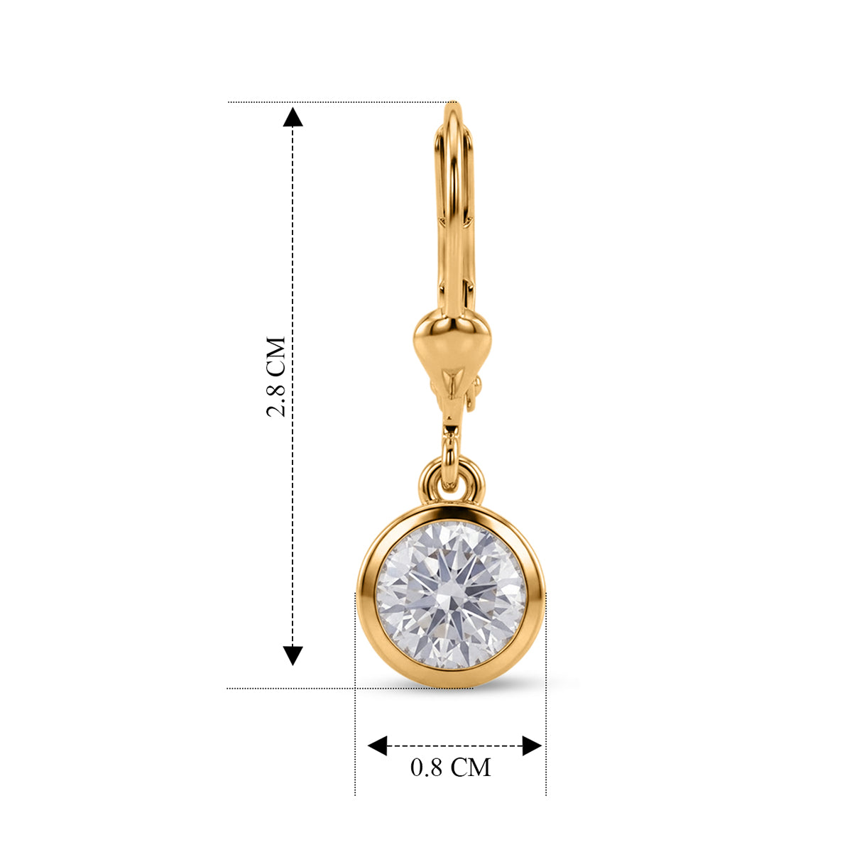 D'Joy Moissanite Solitaire Lever Back Earring in 18K Vermeil Yellow Gold Plated Sterling Silver 2.00 Ct. V32514356 7