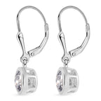 Royal Bali Collection - D'Joy Moissanite Solitaire Lever Back Earring in Rhodium Overlay Sterling Silver 2.00 Ct._8597533_4