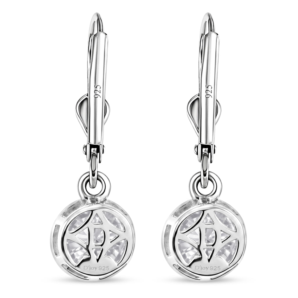 Royal Bali Collection - D'Joy Moissanite Solitaire Lever Back Earring in Rhodium Overlay Sterling Silver 2.00 Ct._8597533_5