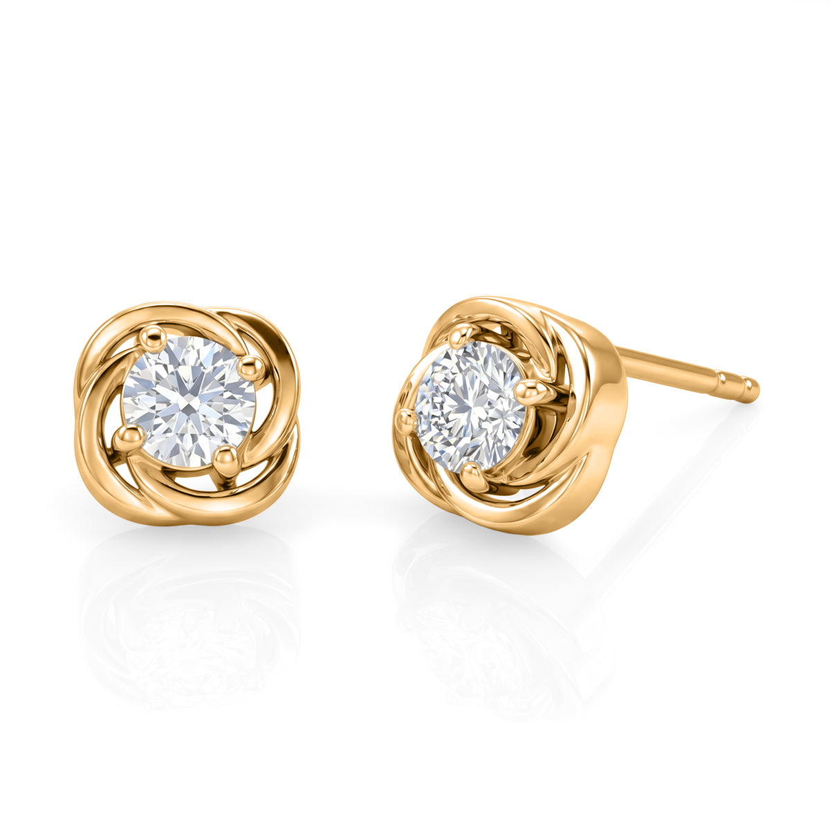 Royal Bali Collection - D'Joy Moissanite Solitaire Stud Swirl Earring in 18K Vermeil Yellow Gold Plated Sterling Silver V32515608 0