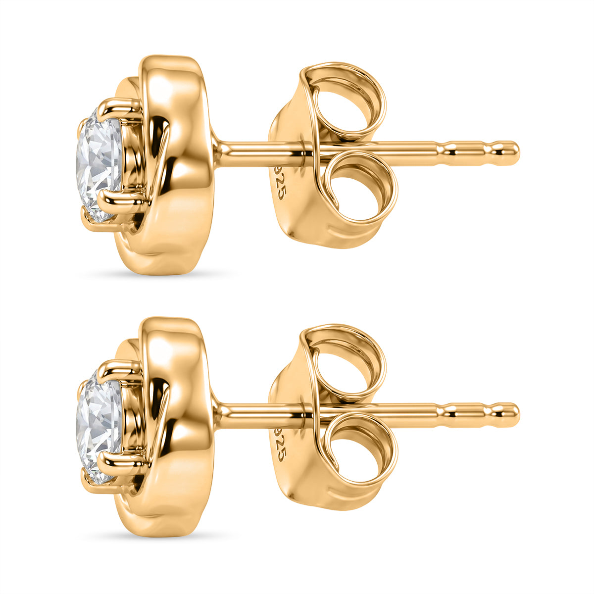 Royal Bali Collection - D'Joy Moissanite Solitaire Stud Swirl Earring in 18K Vermeil Yellow Gold Plated Sterling Silver V32515608 4