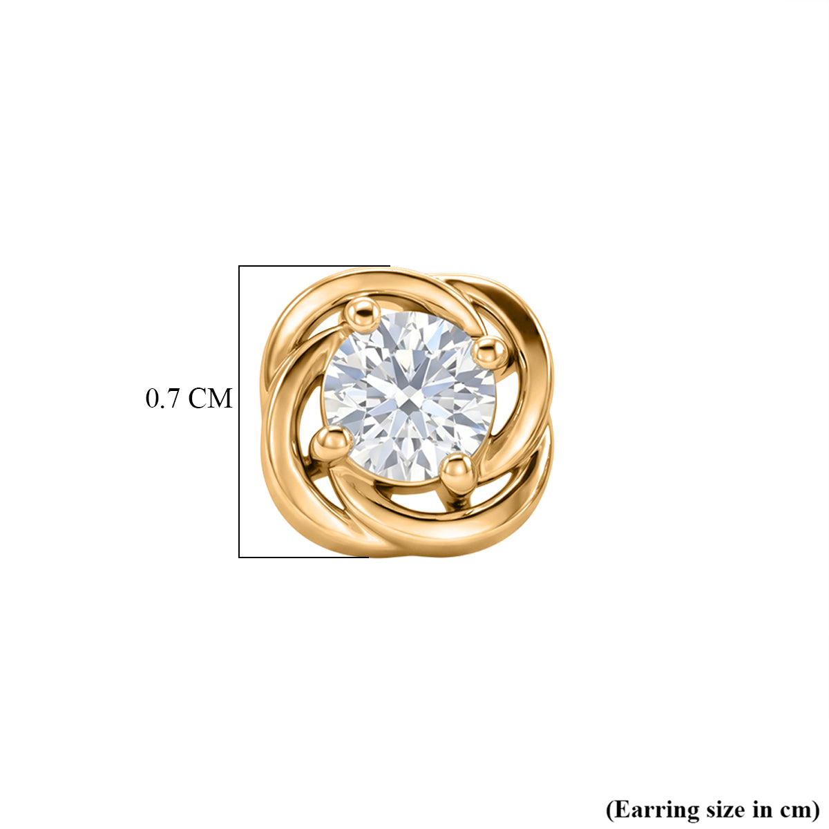Royal Bali Collection - D'Joy Moissanite Solitaire Stud Swirl Earring in 18K Vermeil Yellow Gold Plated Sterling Silver V32515608 5