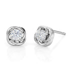 D'Joy Moissanite Solitaire Stud Push Post Earring in Rhodium Overlay Sterling Silver_8597539