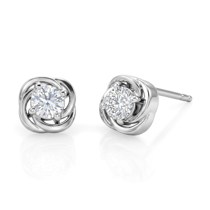 Royal Bali Collection - D'Joy Moissanite Solitaire Stud Swirl Earring in Rhodium Overlay Sterling Silver 8597539 1