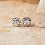 D'Joy Moissanite Solitaire Stud Push Post Earring in Rhodium Overlay Sterling Silver_8597539_2