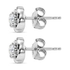 D'Joy Moissanite Solitaire Stud Push Post Earring in Rhodium Overlay Sterling Silver