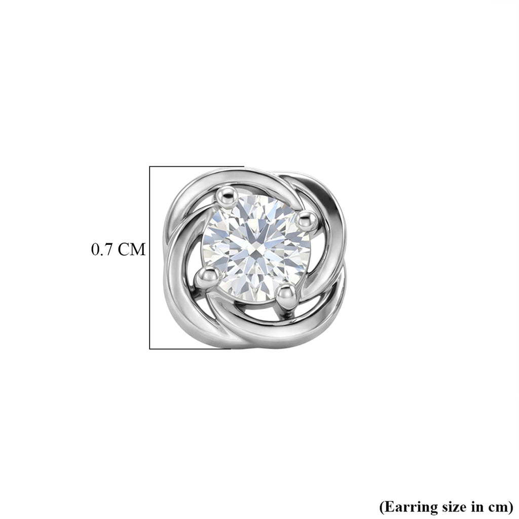 D'Joy Moissanite Solitaire Stud Push Post Earring in Rhodium Overlay Sterling Silver_8597539_4