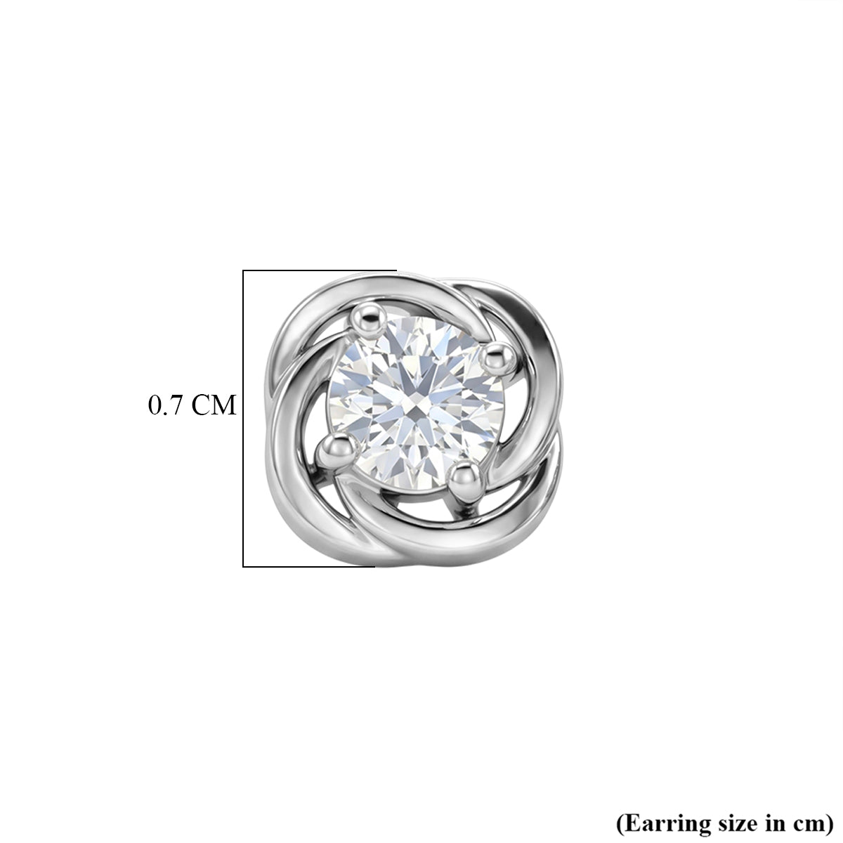 Royal Bali Collection - D'Joy Moissanite Solitaire Stud Swirl Earring in Rhodium Overlay Sterling Silver 8597539 5