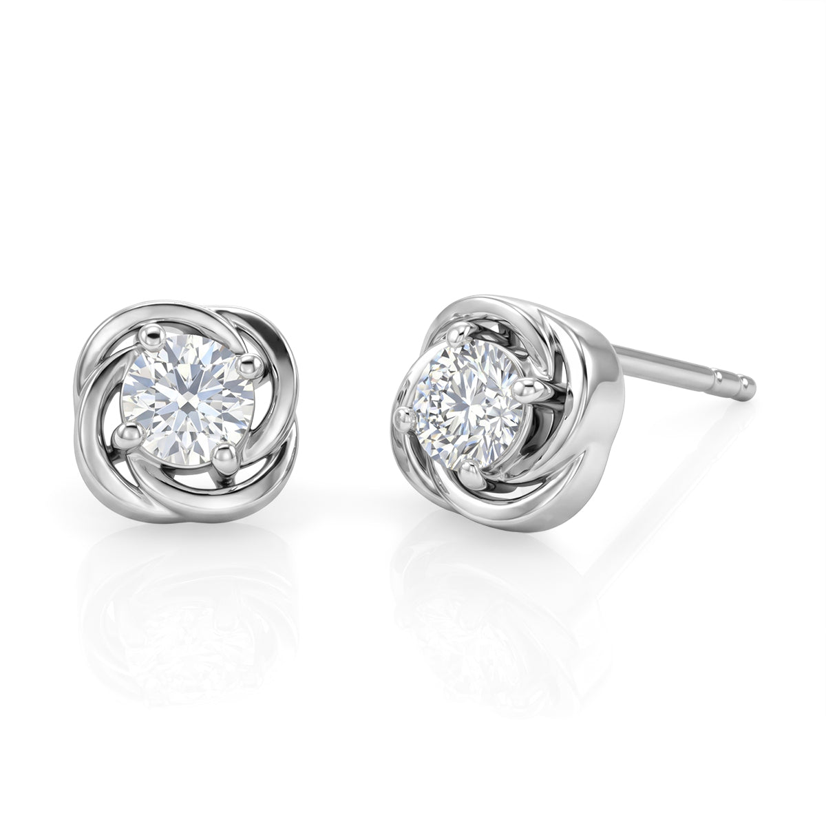 Royal Bali Collection - D'Joy Moissanite Solitaire Stud Swirl Earring in Rhodium Overlay Sterling Silver V32362918 0