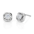 D'Joy Moissanite Solitaire Stud Push Post Earring in Rhodium Overlay Sterling Silver