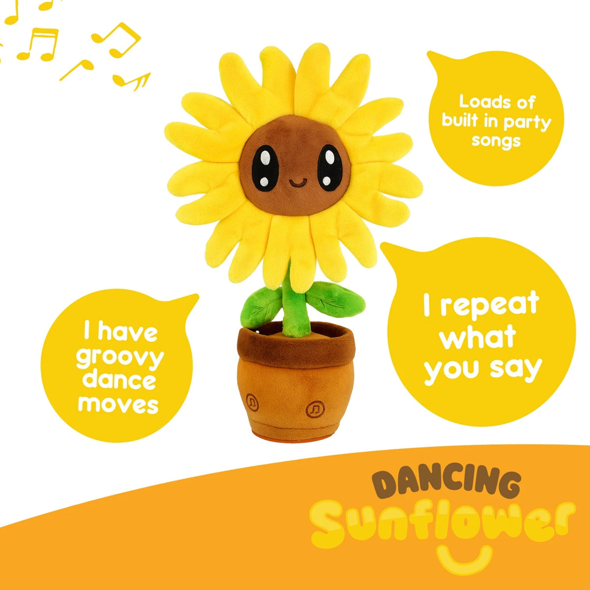 Dancing Sunflower Plush Toy (18x12x28cm)  - Yellow V32743667 1