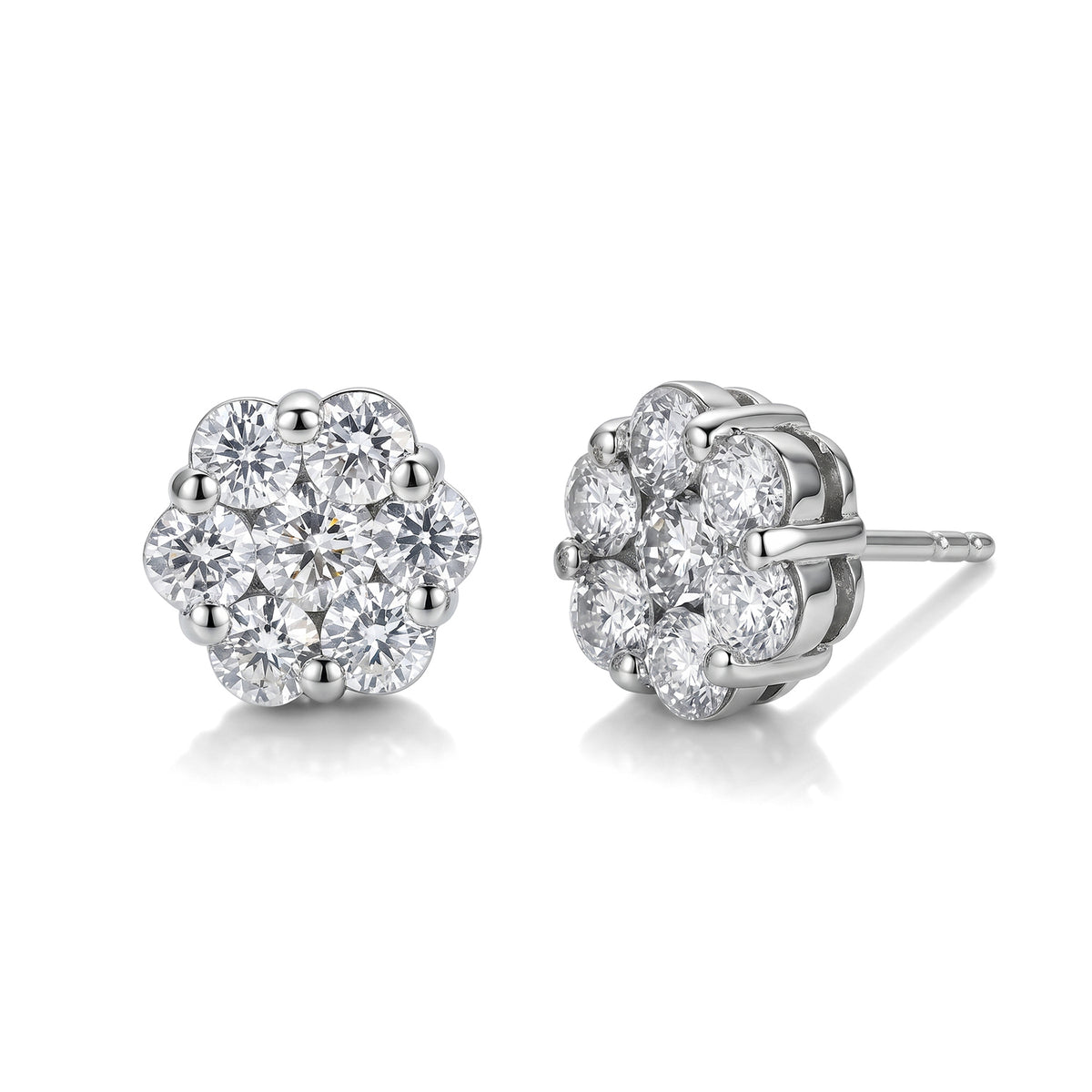 D'Joy Moissanite Pressure Set Earring with Push Back in Platinum Overlay Sterling Silver 2.00 Ct. V32521324 0