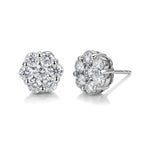 Royal Bali Collection - D'Joy Moissanite Pressure Set Earring with Push Back in Platinum Overlay Sterling Silver 2.00 Ct._8597969