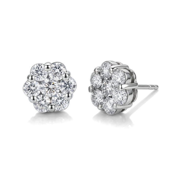 Royal Bali Collection - D'Joy Moissanite Pressure Set Earring with Push Back in Platinum Overlay Sterling Silver 2.00 Ct. 8597969 1