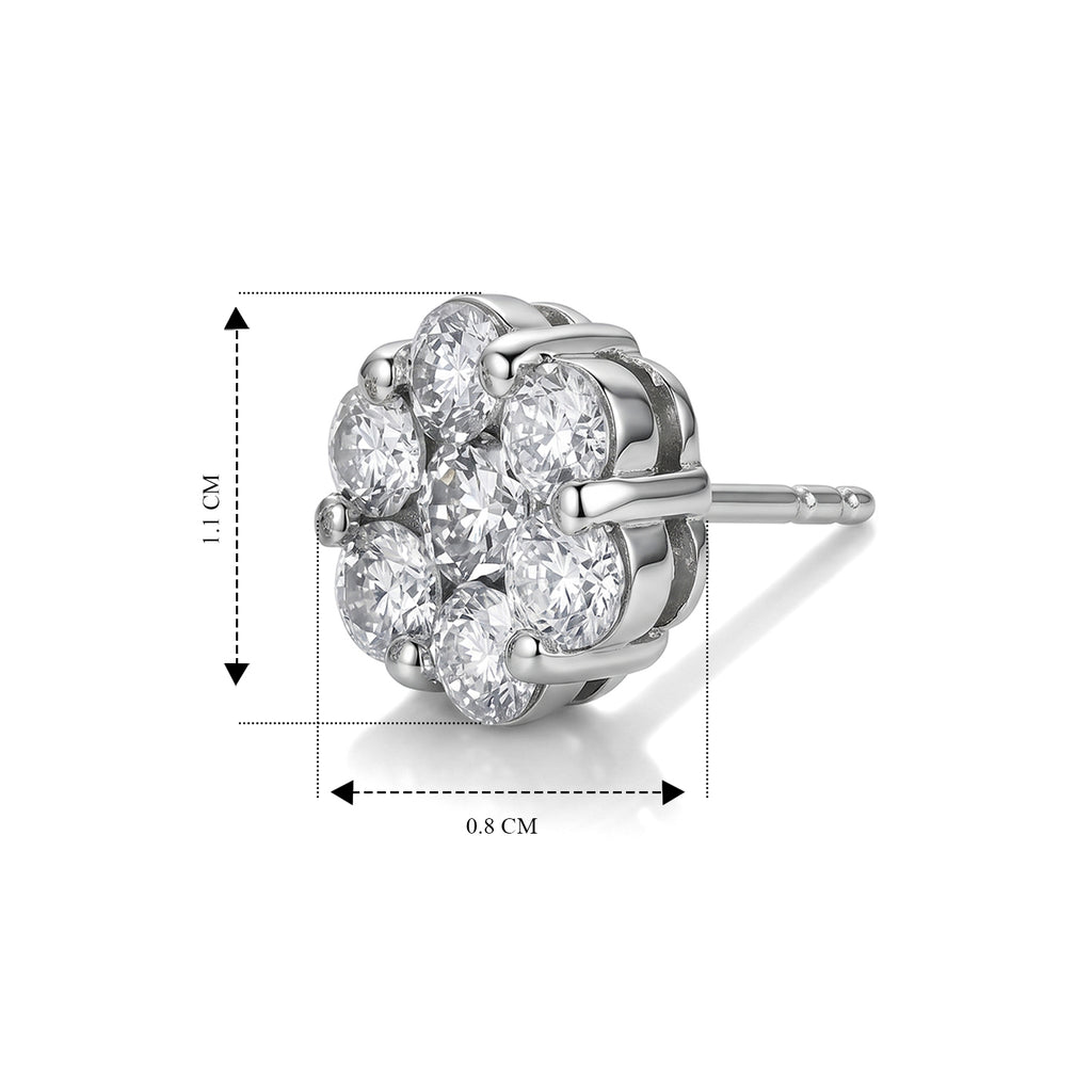 Royal Bali Collection - D'Joy Moissanite Pressure Set Earring with Push Back in Platinum Overlay Sterling Silver 2.00 Ct._8597969_2