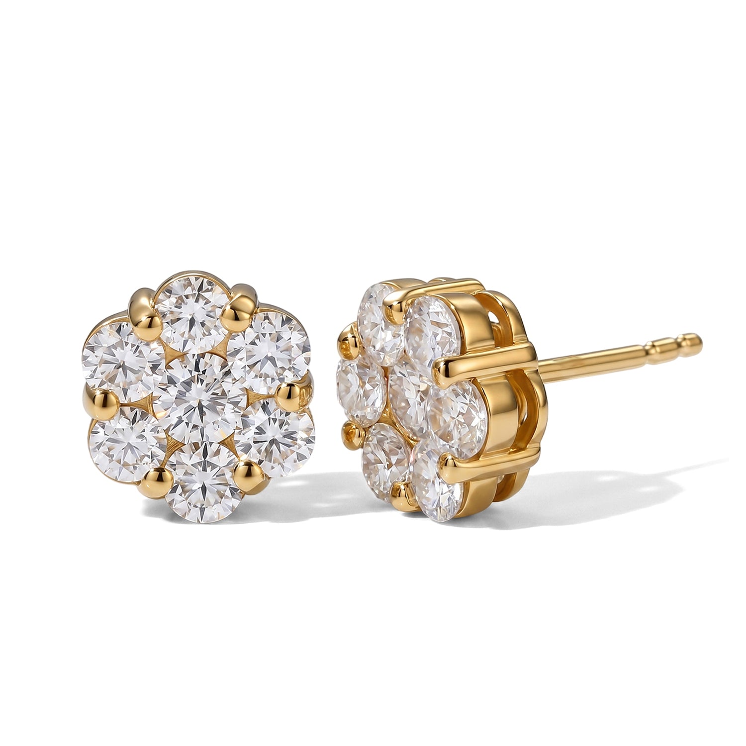 D'Joy Moissanite Pressure Set Earring with Push Back in 18K Vermeil Yellow Gold Plated Sterling Silver 2.00 Ct. V32516369 0