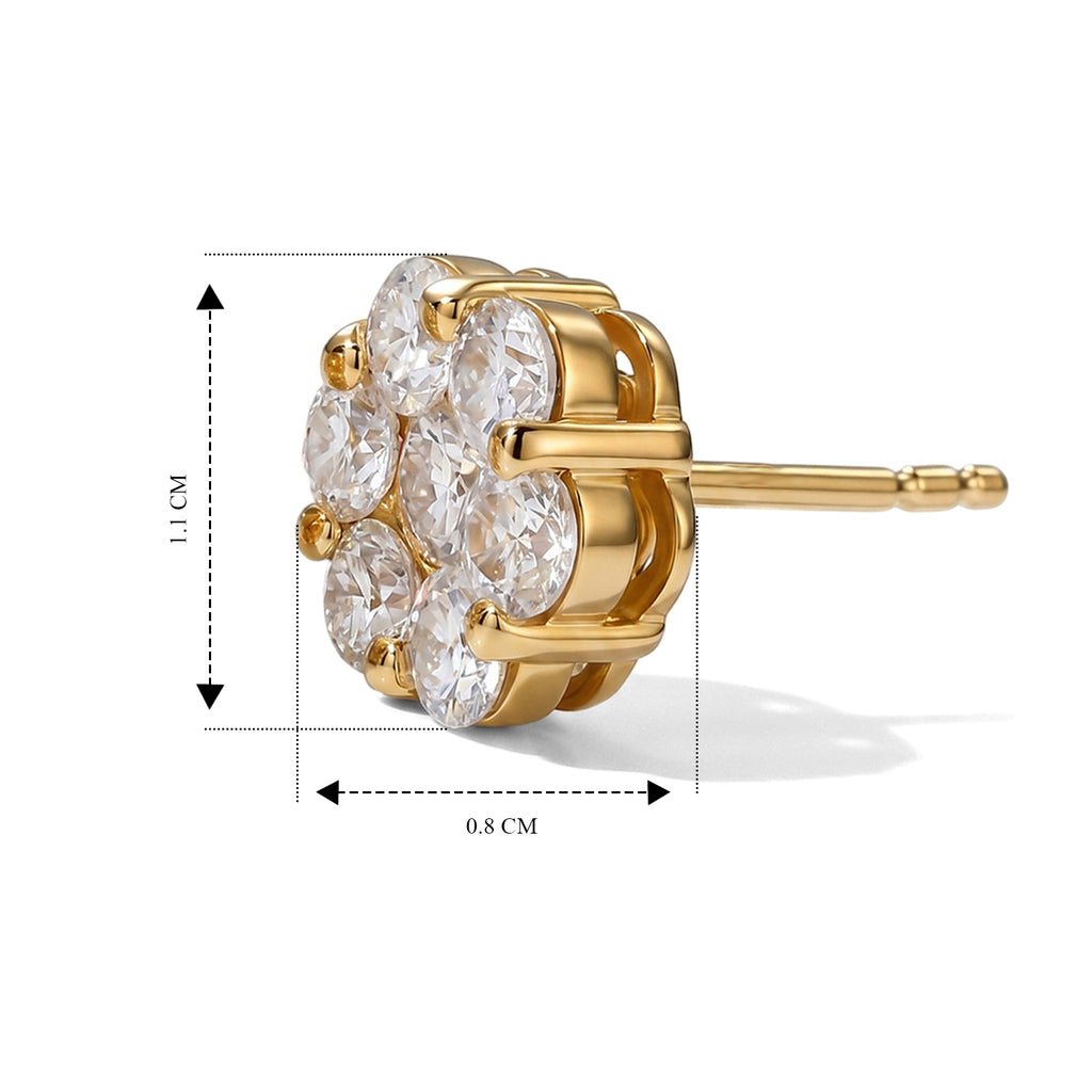 Royal Bali Collection - D'Joy Moissanite Pressure Set Earring with Push Back in 18K Vermeil Yellow Gold Plated Sterling Silver 2.00 Ct._8597970_2