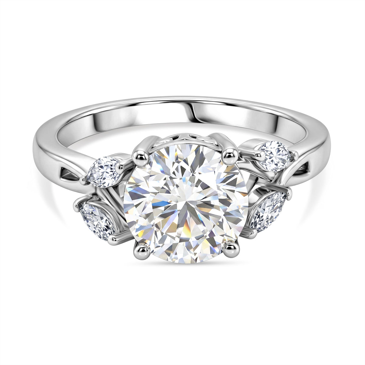 D'Joy Moissanite Ring in Rhodium Overlay Sterling Silver 2.10 Ct. V32584291 0