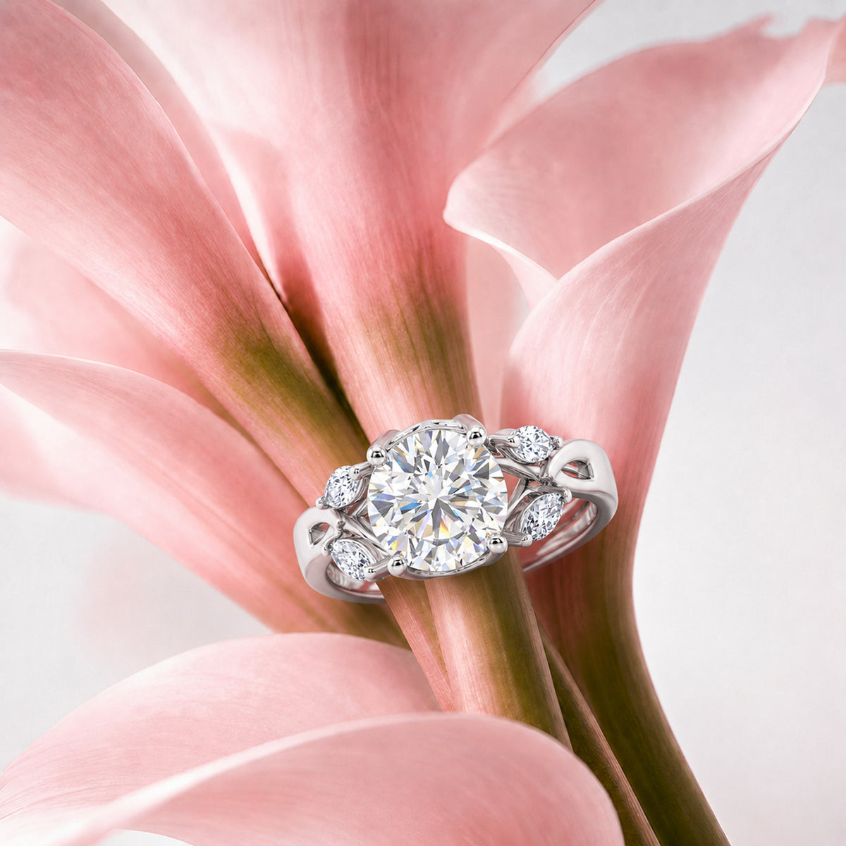 D'Joy Moissanite Ring in Rhodium Overlay Sterling Silver 2.10 Ct. V32584291 3