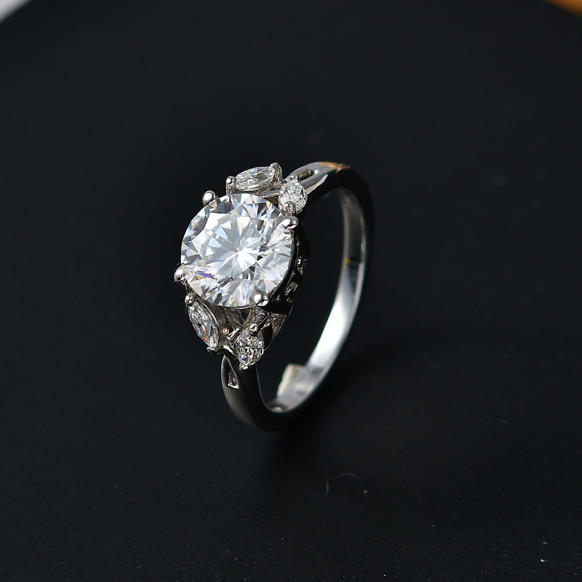 D'Joy Moissanite Ring in Rhodium Overlay Sterling Silver 2.10 Ct. V32584291 6