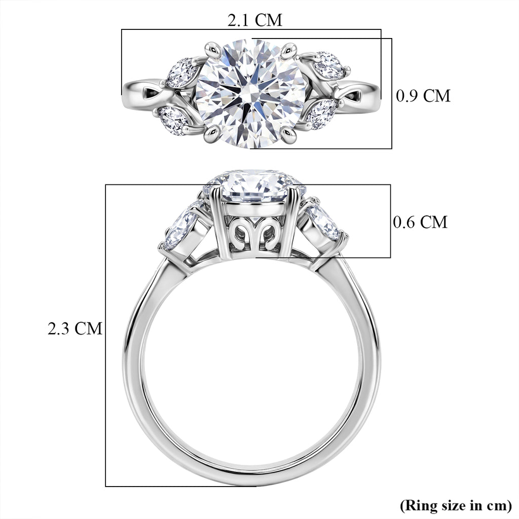 Royal Bali Collection - D'Joy Moissanite Ring in Rhodium Overlay Sterling Silver 2.10 Ct._8597985_6