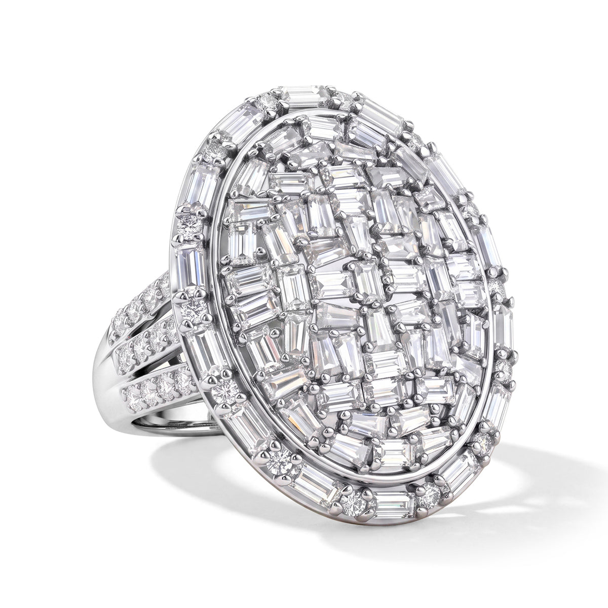 D'Joy Moissanite Ring in Rhodium Overlay Sterling Silver 3.30 Ct. 8597999 0