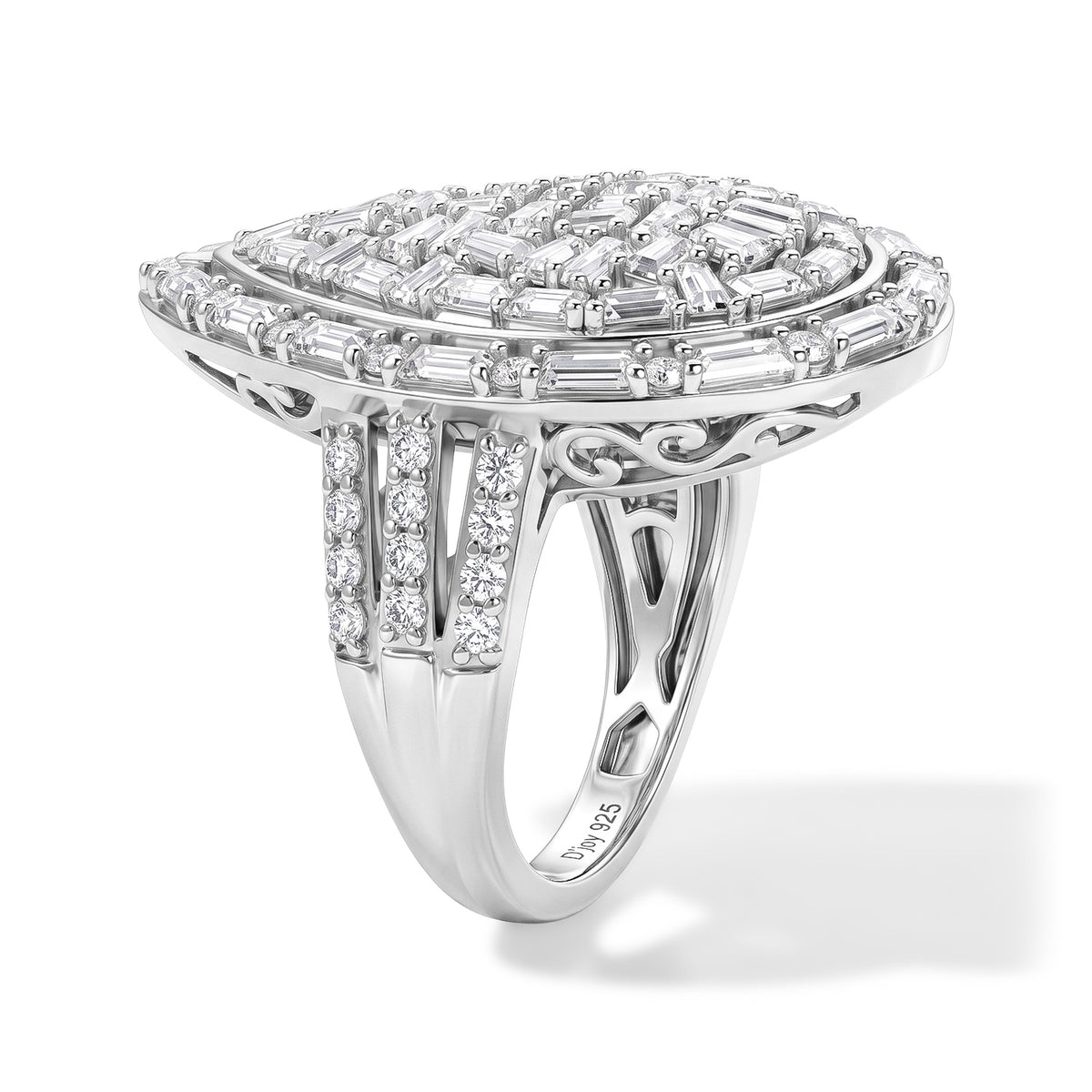 D'Joy Moissanite Ring in Rhodium Overlay Sterling Silver 2.90 Ct. 8598008 4