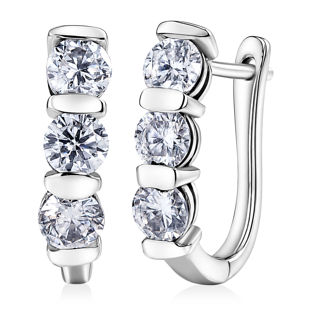 Royal Bali Collection - D'Joy Moissanite Hoop Earring with Clasp in Platinum Overlay Sterling Silver 1.40 Ct._8598048
