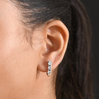 Royal Bali Collection - D'Joy Moissanite Hoop Earring with Clasp in Platinum Overlay Sterling Silver 1.40 Ct._8598048_1