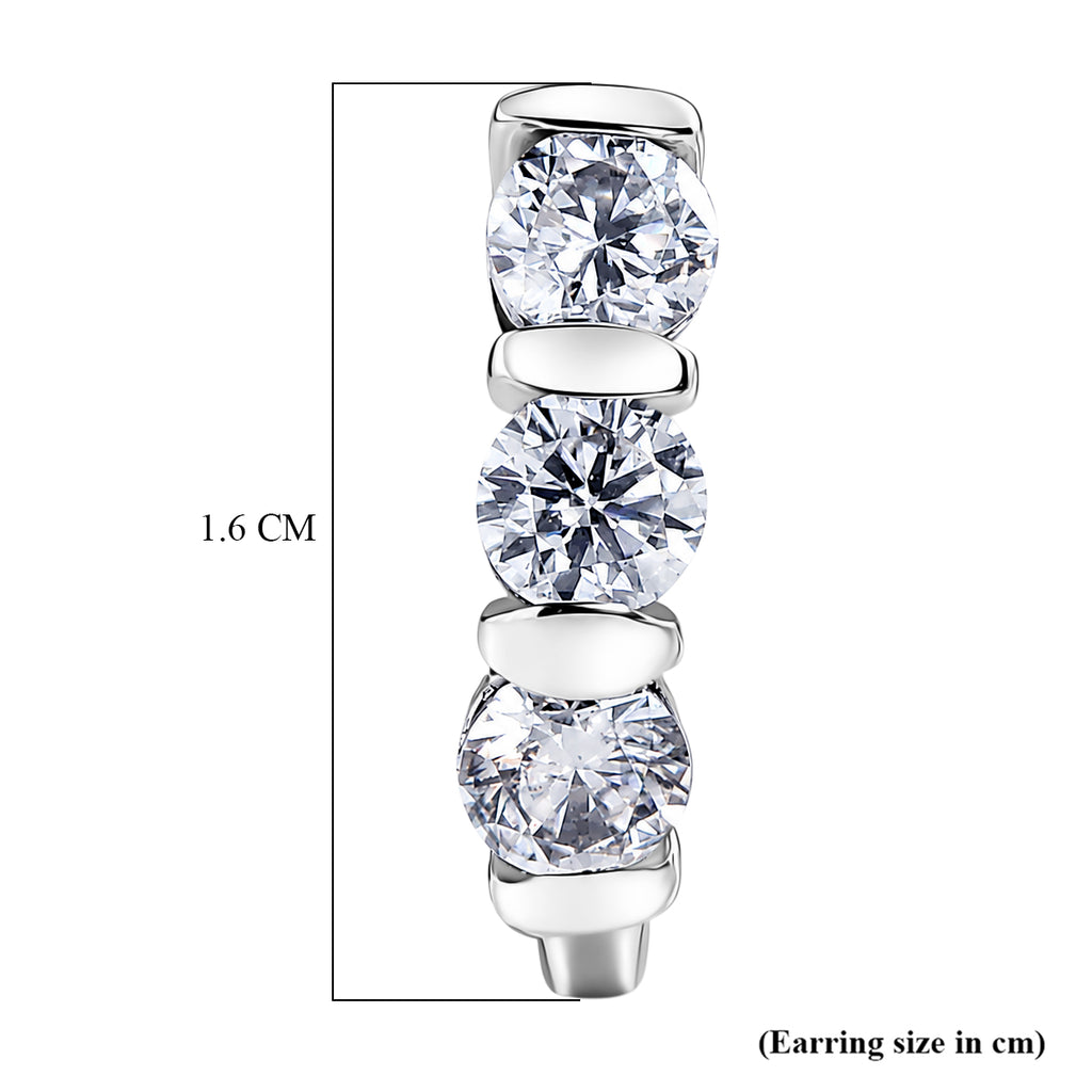 Royal Bali Collection - D'Joy Moissanite Hoop Earring with Clasp in Platinum Overlay Sterling Silver 1.40 Ct._8598048_4