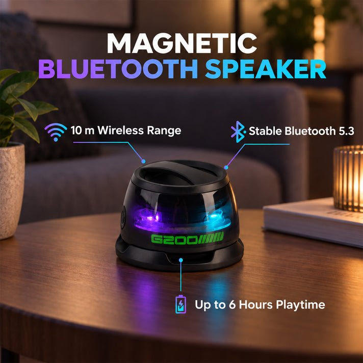 Magnetic Portable Bluetooth 5.3 Speaker with RGB LED Lights &amp; TWS - Black 8598153 2