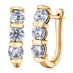 Royal Bali Collection - D'Joy Moissanite Hoop Earring with Clasp in 18K Vermeil Yellow Gold Plated Sterling Silver 1.40 Ct._8598204