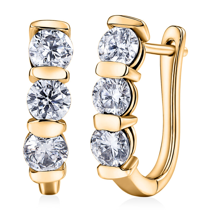 D'Joy Moissanite Hoop Earring with Clasp in 18K Vermeil Yellow Gold Plated Sterling Silver 1.40 Ct. 8598204 1
