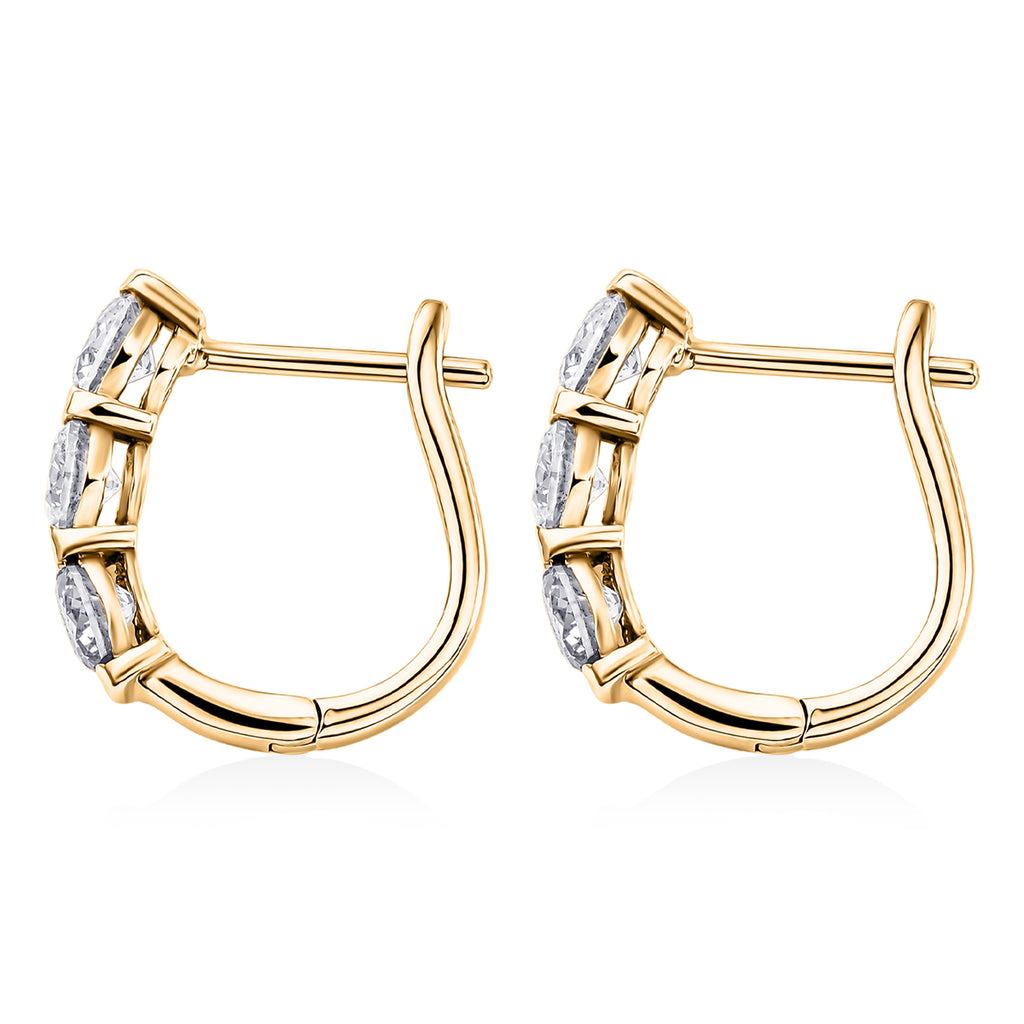 Royal Bali Collection - D'Joy Moissanite Hoop Earring with Clasp in 18K Vermeil Yellow Gold Plated Sterling Silver 1.40 Ct._8598204_3