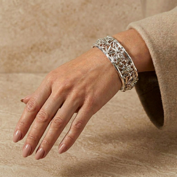 D'Joy Sterling Silver Cuff Bangle (Size - 7.5), Silver Wt. 26.20 Gms 8598531 2