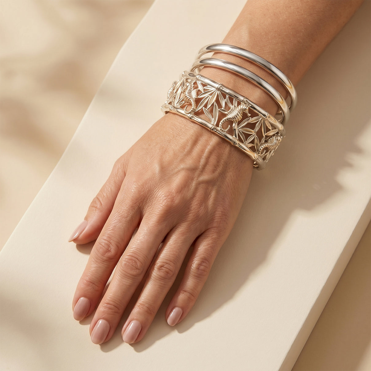 Royal Bali Collection - D'Joy Sterling Silver Cuff Bangle (Size - 7.5), Silver Wt. 25.80 Gms 8598532 3