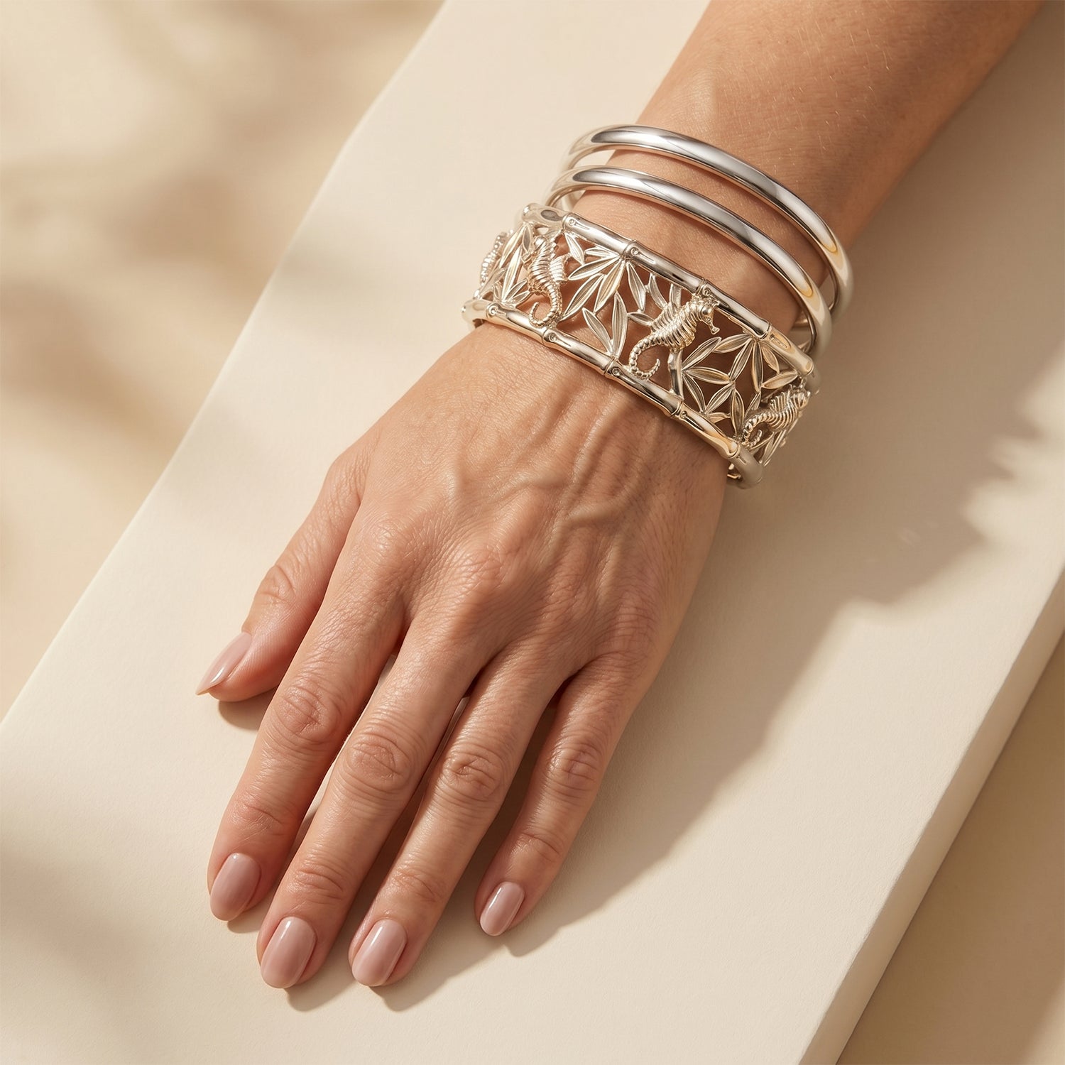 Royal Bali Collection - D'Joy Sterling Silver Cuff Bangle (Size - 7.5), Silver Wt. 25.80 Gms 8598532 3