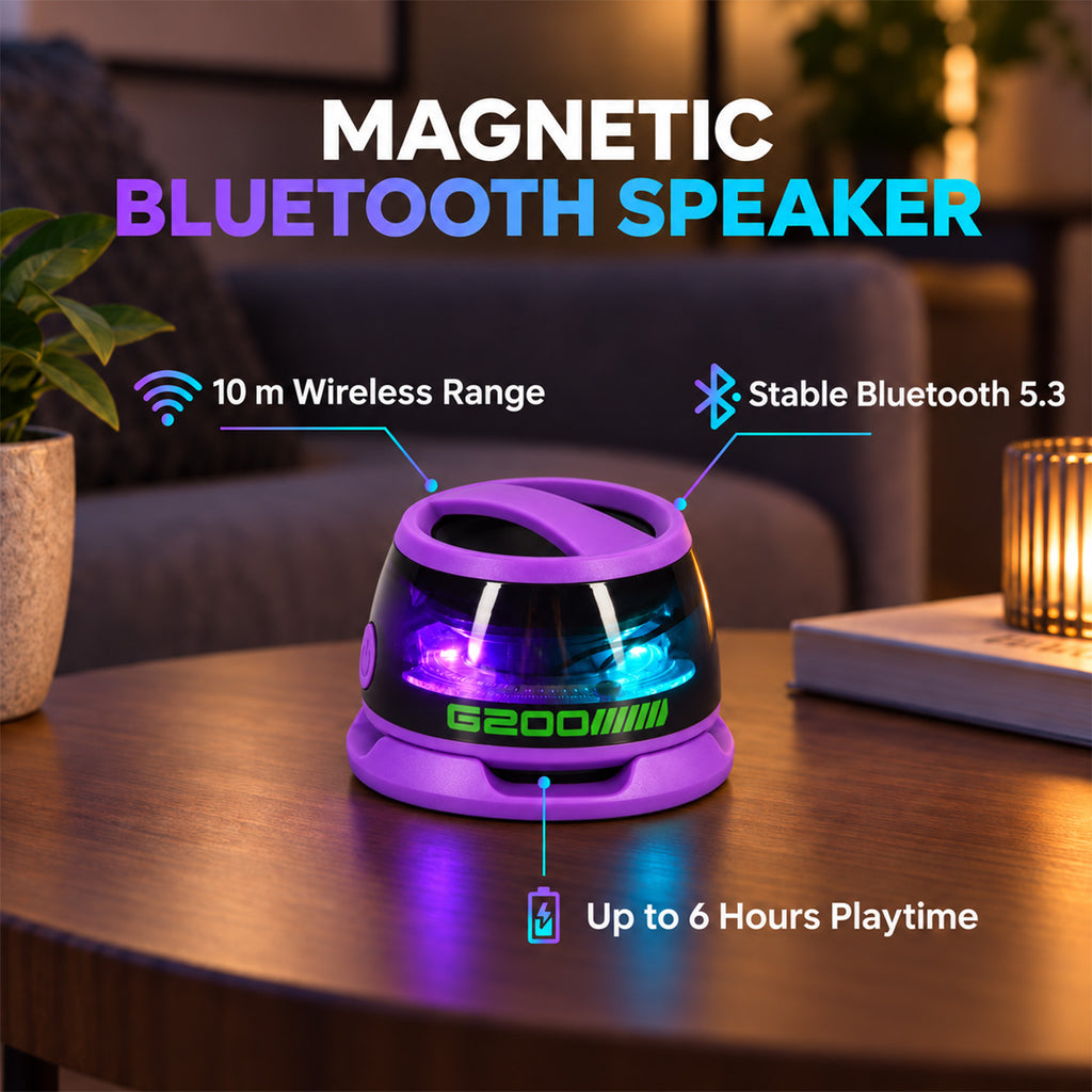 Magnetic Portable Bluetooth 5.3 Speaker with RGB LED Lights & TWS - Purple_8598659_1